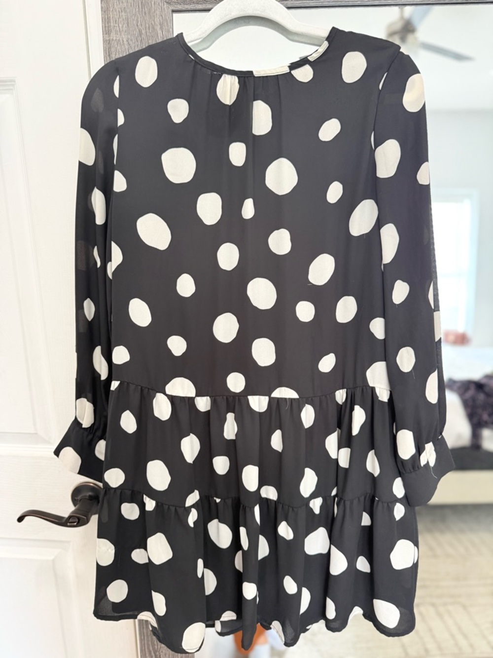 Black and White Polka Dot Tiered Women's Dress